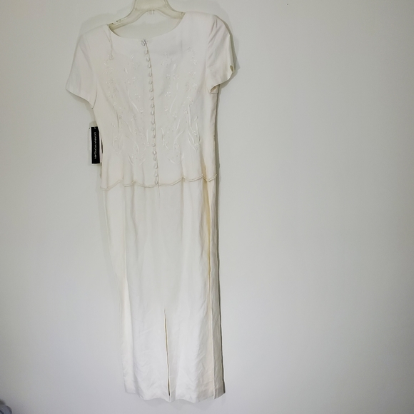 Donna Morgan Vintage Ivory Dress with Beaded front and buttoned back, Si… - Picture 2 of 14